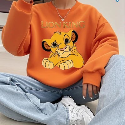 Disney Women's Pink Lion King Simba Graphic Crewneck Sweatshirt Maximus Echo