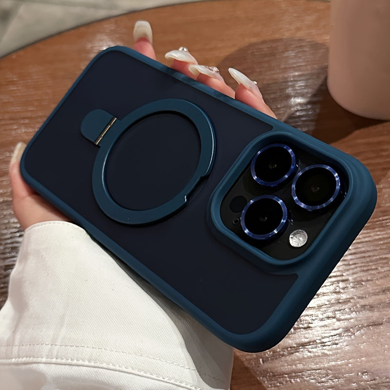 For iPhone 11/12/13/14/15/16 Pro Max Plus, Luxury Magnetic Holder Armor Shockproof Wireless Charging Phone Case - Maximus Echo