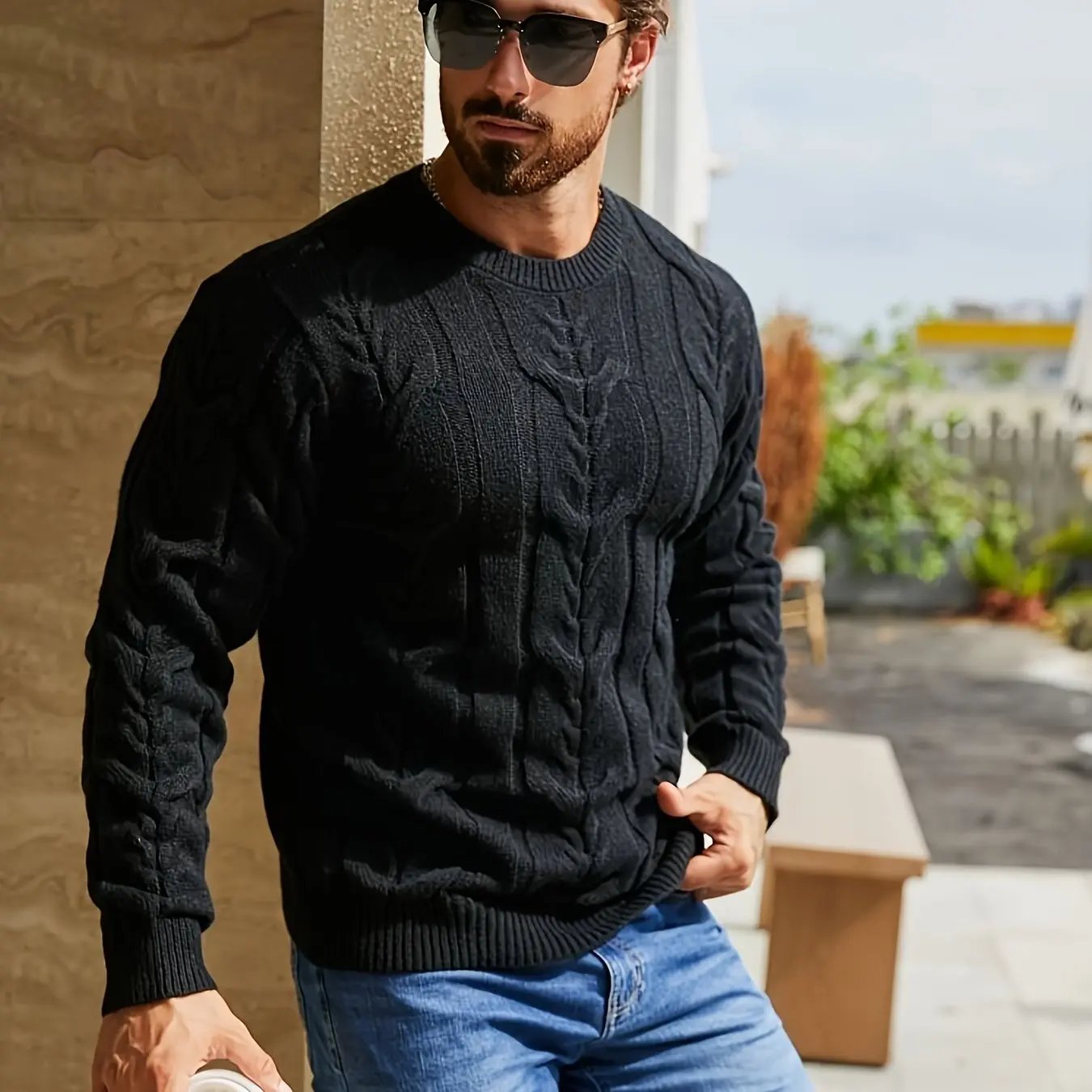 Crewneck Long Sleeve, Machine Washable H-Fit Ribbed Trim for Autumn Winter, Medium Elasticity Fabric Maximus Echo